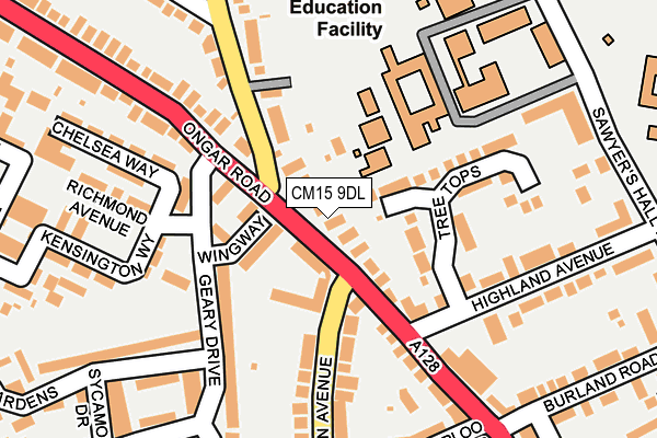 CM15 9DL map - OS OpenMap – Local (Ordnance Survey)
