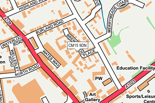 CM15 9DN map - OS OpenMap – Local (Ordnance Survey)