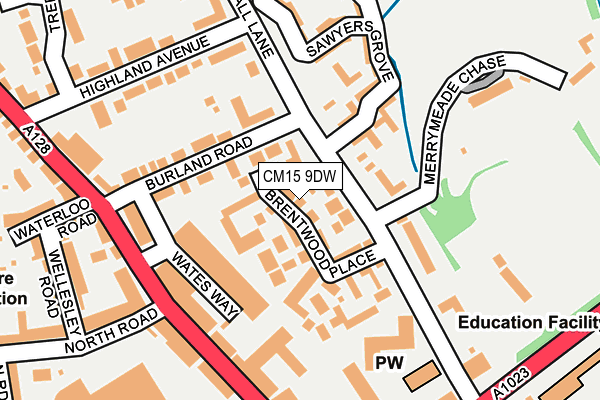 CM15 9DW map - OS OpenMap – Local (Ordnance Survey)