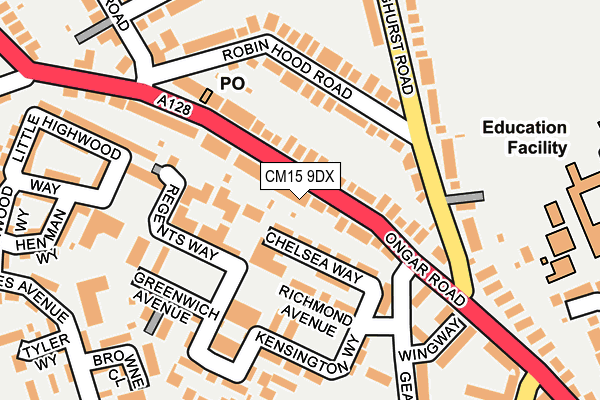 CM15 9DX map - OS OpenMap – Local (Ordnance Survey)