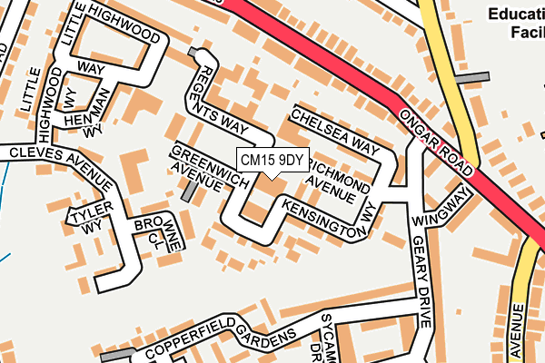 CM15 9DY map - OS OpenMap – Local (Ordnance Survey)