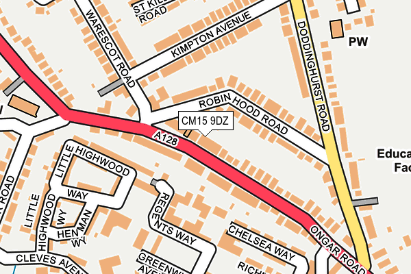 CM15 9DZ map - OS OpenMap – Local (Ordnance Survey)