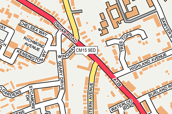 CM15 9ED map - OS OpenMap – Local (Ordnance Survey)