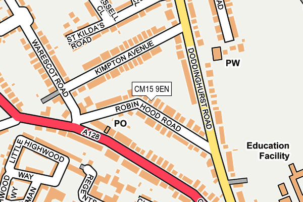 CM15 9EN map - OS OpenMap – Local (Ordnance Survey)