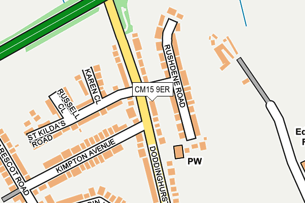 CM15 9ER map - OS OpenMap – Local (Ordnance Survey)