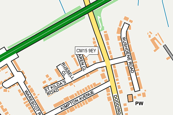 CM15 9EY map - OS OpenMap – Local (Ordnance Survey)
