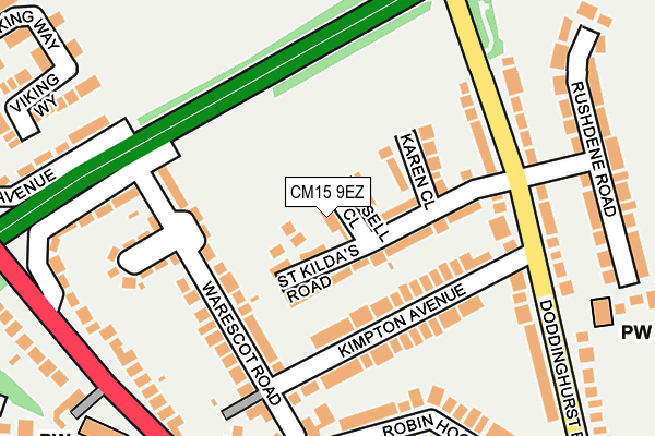 CM15 9EZ map - OS OpenMap – Local (Ordnance Survey)