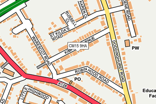 CM15 9HA map - OS OpenMap – Local (Ordnance Survey)