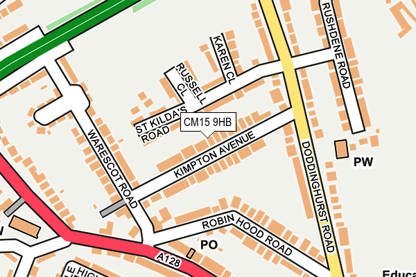CM15 9HB map - OS OpenMap – Local (Ordnance Survey)