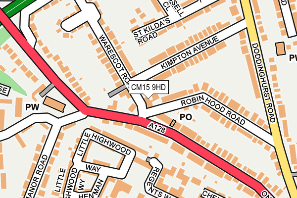 CM15 9HD map - OS OpenMap – Local (Ordnance Survey)