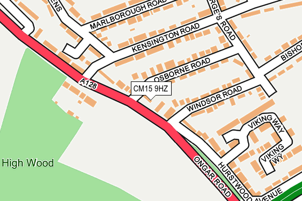 CM15 9HZ map - OS OpenMap – Local (Ordnance Survey)