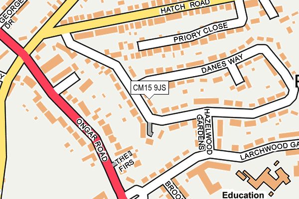 CM15 9JS map - OS OpenMap – Local (Ordnance Survey)