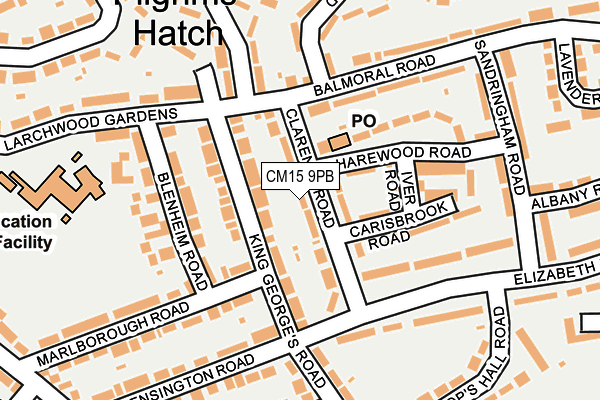 CM15 9PB map - OS OpenMap – Local (Ordnance Survey)
