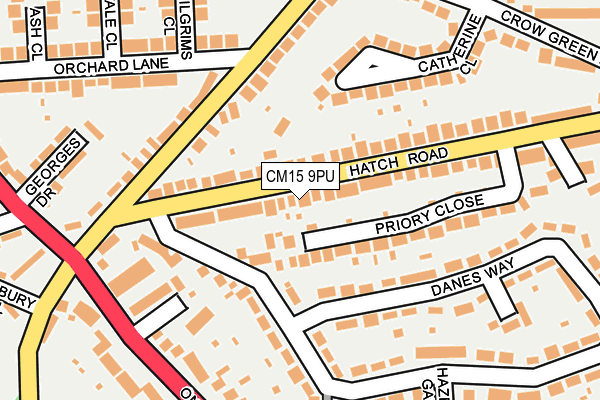 CM15 9PU map - OS OpenMap – Local (Ordnance Survey)