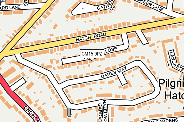 CM15 9PZ map - OS OpenMap – Local (Ordnance Survey)