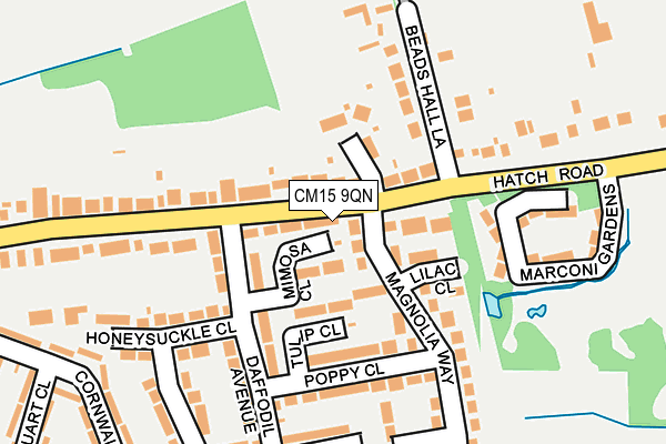 CM15 9QN map - OS OpenMap – Local (Ordnance Survey)