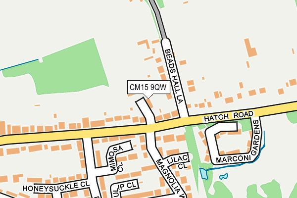 CM15 9QW map - OS OpenMap – Local (Ordnance Survey)