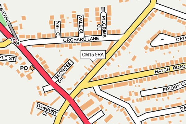 CM15 9RA map - OS OpenMap – Local (Ordnance Survey)