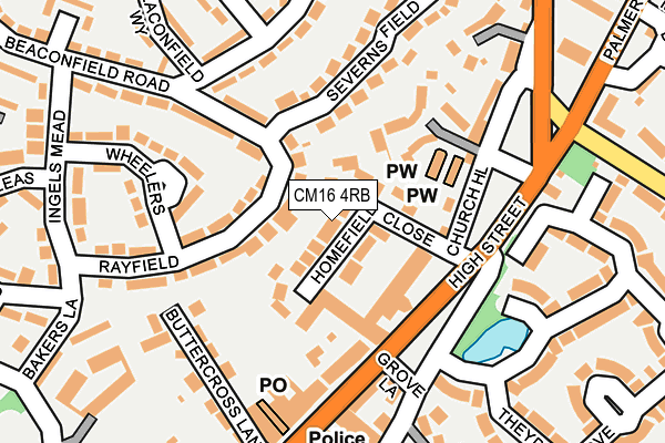 CM16 4RB map - OS OpenMap – Local (Ordnance Survey)