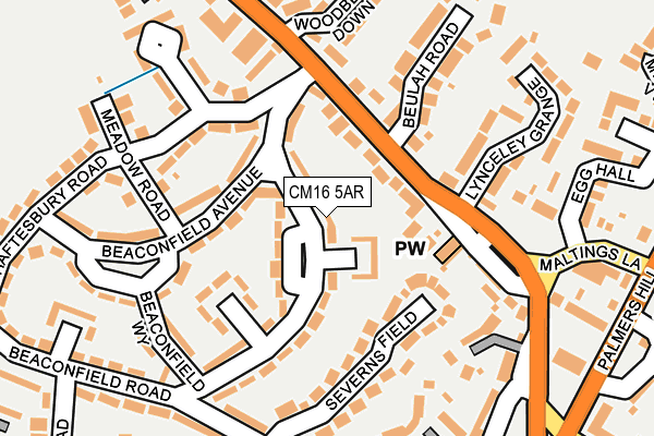 CM16 5AR map - OS OpenMap – Local (Ordnance Survey)