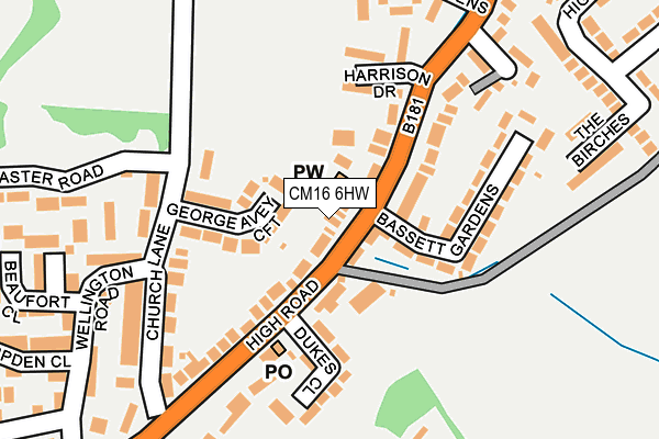 CM16 6HW map - OS OpenMap – Local (Ordnance Survey)