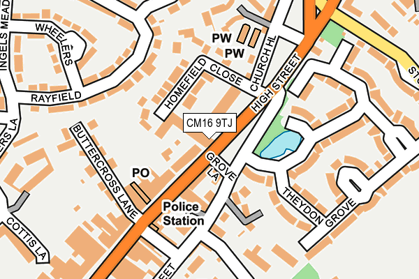 CM16 9TJ map - OS OpenMap – Local (Ordnance Survey)