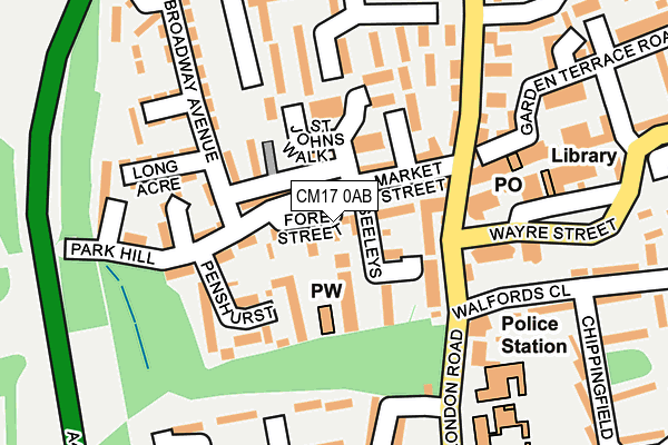 CM17 0AB map - OS OpenMap – Local (Ordnance Survey)