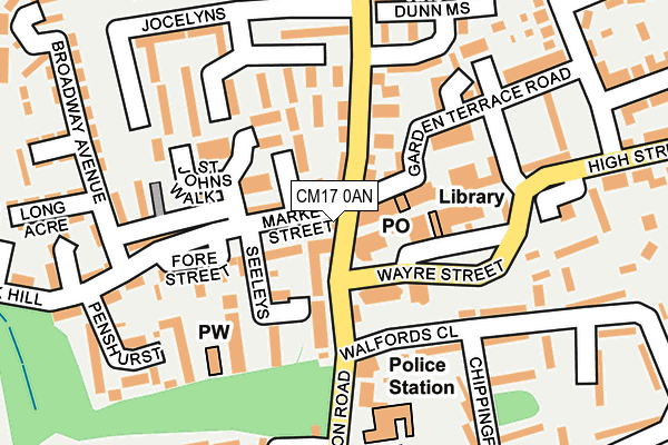 CM17 0AN map - OS OpenMap – Local (Ordnance Survey)