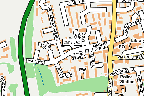 CM17 0AQ map - OS OpenMap – Local (Ordnance Survey)