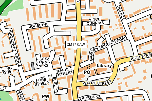 CM17 0AW map - OS OpenMap – Local (Ordnance Survey)