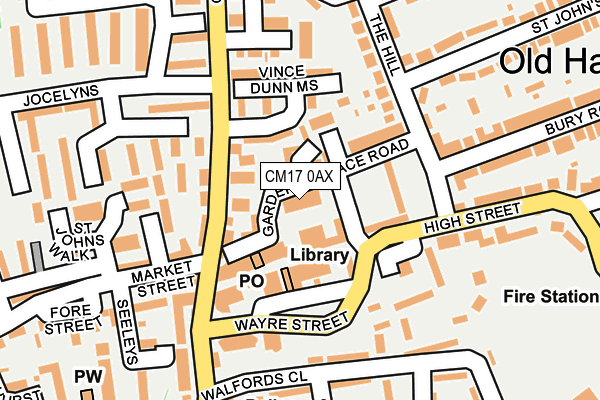 CM17 0AX map - OS OpenMap – Local (Ordnance Survey)