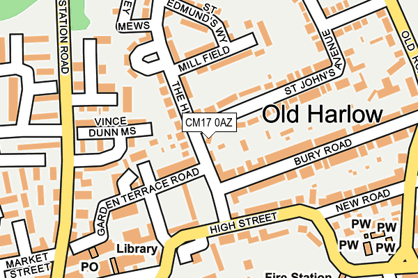 CM17 0AZ map - OS OpenMap – Local (Ordnance Survey)