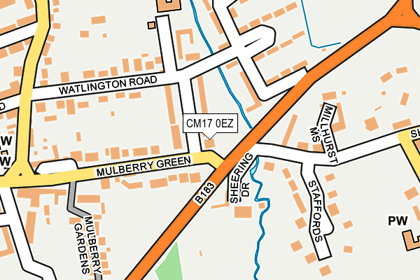 CM17 0EZ map - OS OpenMap – Local (Ordnance Survey)
