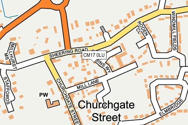 CM17 0LU map - OS OpenMap – Local (Ordnance Survey)