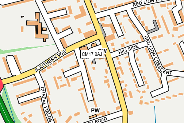 CM17 9AJ map - OS OpenMap – Local (Ordnance Survey)