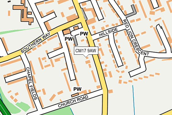 CM17 9AW map - OS OpenMap – Local (Ordnance Survey)