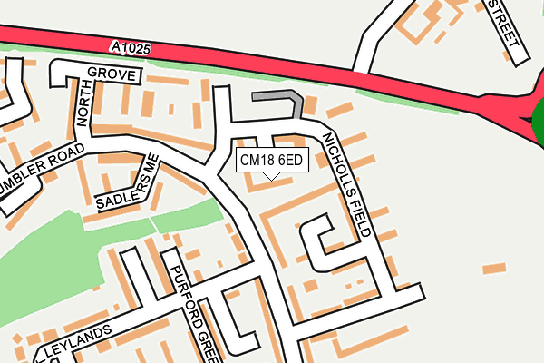 CM18 6ED map - OS OpenMap – Local (Ordnance Survey)