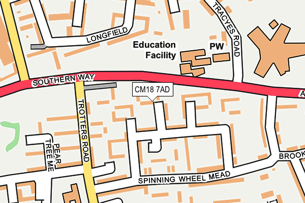 CM18 7AD map - OS OpenMap – Local (Ordnance Survey)