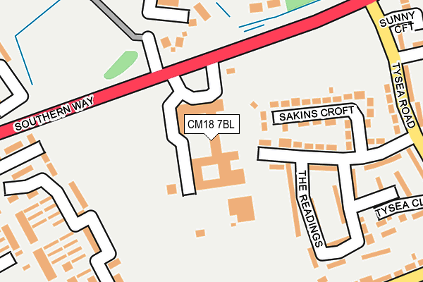 CM18 7BL map - OS OpenMap – Local (Ordnance Survey)