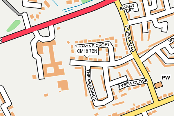CM18 7BN map - OS OpenMap – Local (Ordnance Survey)