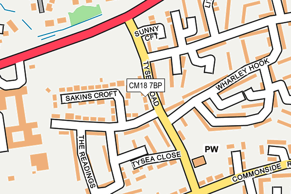 CM18 7BP map - OS OpenMap – Local (Ordnance Survey)