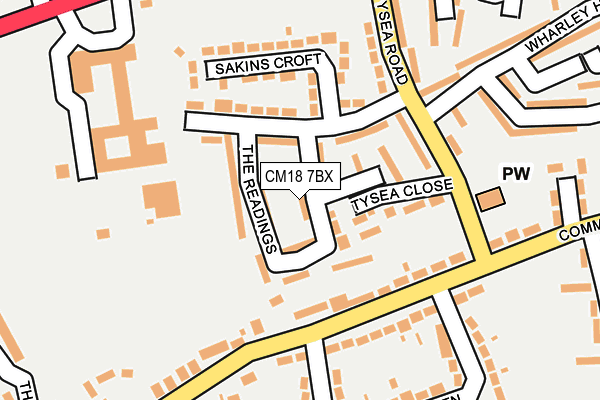 CM18 7BX map - OS OpenMap – Local (Ordnance Survey)