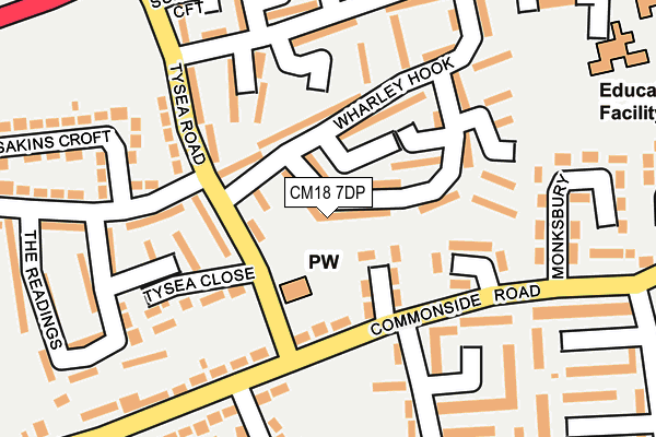 CM18 7DP map - OS OpenMap – Local (Ordnance Survey)