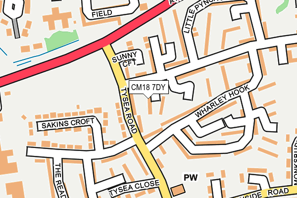 CM18 7DY map - OS OpenMap – Local (Ordnance Survey)