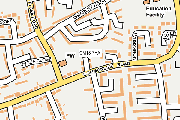 CM18 7HA map - OS OpenMap – Local (Ordnance Survey)