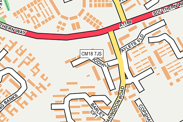 CM18 7JS map - OS OpenMap – Local (Ordnance Survey)