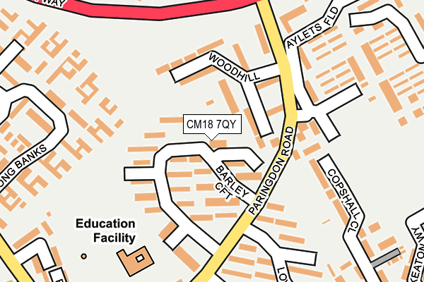CM18 7QY map - OS OpenMap – Local (Ordnance Survey)