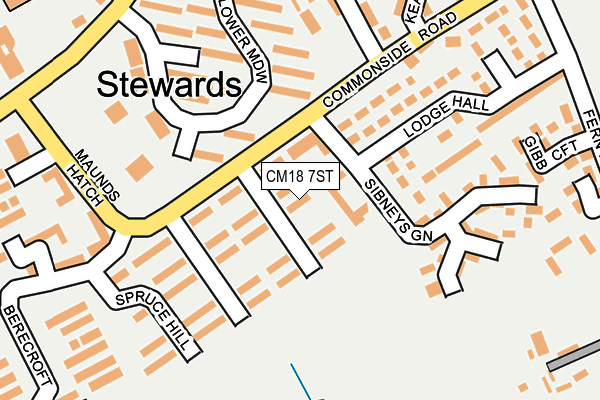 CM18 7ST map - OS OpenMap – Local (Ordnance Survey)