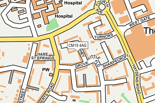 CM19 4AG map - OS OpenMap – Local (Ordnance Survey)