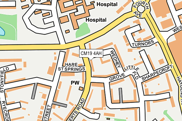 CM19 4AH map - OS OpenMap – Local (Ordnance Survey)
